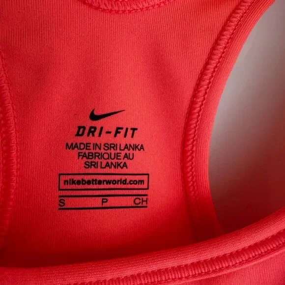 Nike Dri Fit Sports Bra Small Hot Pink Swoosh Unlined No Padding Gym Workout - Picture 4 of 9